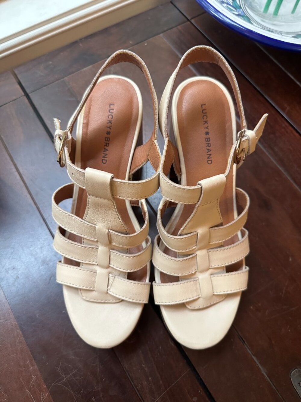 Lucky Brand Luciana Gladiator Sandal Cream Leather 7.5 Great - Picture 3 of 5
